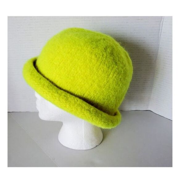 NWT Sierra A Cole Artisan Felted Wool Mohair Cloche/Bucket Hat Sz 22" Hand-Knit - Picture 4 of 5